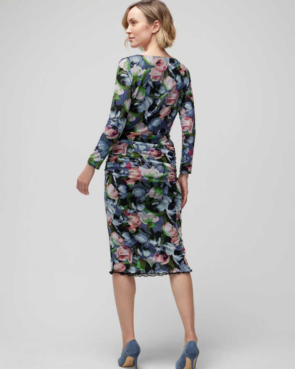 Long Sleeve Reversible Mesh Sheath Dress